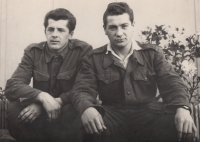 Sergeant Vladimír Knob (right) during his military service in Kladno, 1960