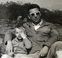 Witness's husband Jan with son Martin, Plzeň 1963