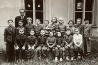 Jan Lukšík (top row, third from left) in 1st class, 1957
