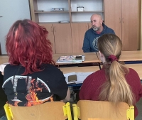 Petr Procházka recording with the Stories of Our Neighbours project team, 2025