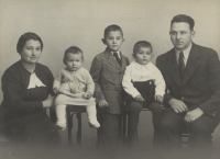 The Vybíral family, left to right: witness's mother Milada Vybíralová, sister Eva, brother Antonín, the witness, and father Antonín Vybíral

