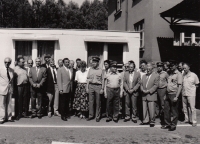 Manfred Frey at the opening of the direct line between the Czech and Austrian customs guards in 1992, third from the right