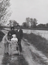 On the left with her first husband Vlastimil Klauda from Nasavrky, born 1944, and her son Petr, Nasavrky, 1974