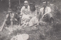 Zdeněk Hlačík aged 12 (second left) at a Sokol camp with the school headmaster's family