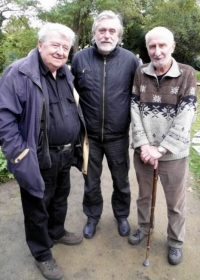 Miloslav Čejka with photographer Jiří Všetečka and botanist Václav Větvička, 2015