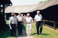 Zdeněk Hlačík (far right) with a delegation of French thoroughbred breeders at the Napajedla stud farm