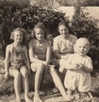 Zdeňka, sister Dana, mother Ludmila, brother Jiří, circa 1950