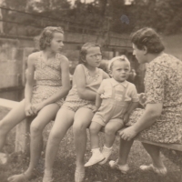 Sister Dana, Zdeňka, brother Jiří, mother Ludmila, circa 1950