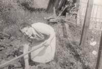 Mother Ludmila in the garden in Žamberk, early 1980s