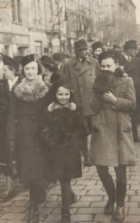 Olga Fikotová on a walk in Prague, 1940s