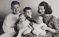 Mr and Mrs Connolly with their three children, mid-1960s