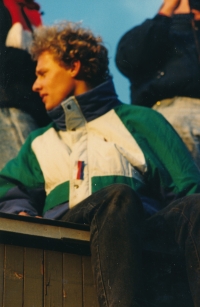 Peter Morée at a demonstration on Letná, 25 November 1989