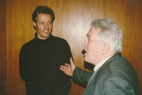 Peter Morée with parish priest and chartist Jan Šimsa, 7 February 1997