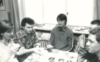 Peter Morée with classmates from the Comenius Evangelical Faculty, first from the right, 1987