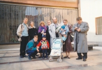 Peter Morée first from left, first from right parish priest Pavel Hlaváč, 1995