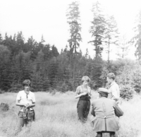 Summer part time jobs in the forest, ca. 1960s, Jana Kašparová in the centre of the photo, second from the left