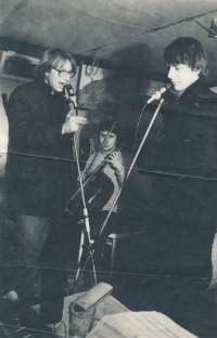 Národní třída band (left to right: Jáchym Topol, Tomáš Schilla and Viktor Karlík), 1980s