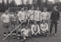 Company football tournament, Karel Bluma second from the bottom right