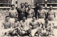 Handball, Karel Bluma second from the bottom left, 1960s