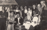 Bousín amateur theatre; the witness's father is fourth left in the back row, 1960s