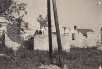 The village square in Bousín, 1945