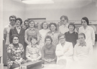 Marie Fejtková, bottom left, as the head of the computer centre at ZAZ company in Jaroměř, 1977