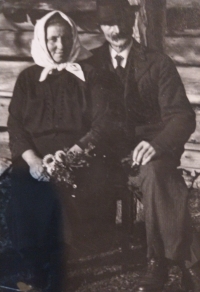 Grandmother Růžena Smetánková, nee. Janečková of Strkov, born 1882, and grandfather Václav Smetánka, probably late 1930s, Šiškovice