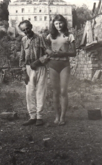 With grandfather in Dolní Kralovice