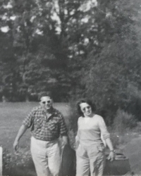 Ota Pavel with wife Věra when canoeing down the Lužnice River with the Procházkas, 1958