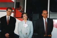 Bohuslav Sobotka during the election campaign with the Zemák bus (1996)