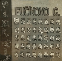 Graduation photo board of Eva Eisner's class, Fučík Grammar School, 1953