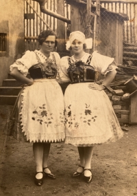 Ludmila's mother Josefa Formánková (right) at the feast