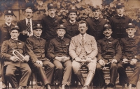  Fire brigade from Střebš, third seated from the left is father František Kotland, 1912