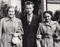 On the left: his sister Zdenka, Vladimír Kotland and on the right: his wife Milada, Plačice, 1957