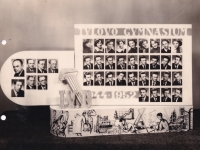 Graduation photo board of the Tyl Grammar School - Vladimír Kotland second from the right in the third row from the top, 1952