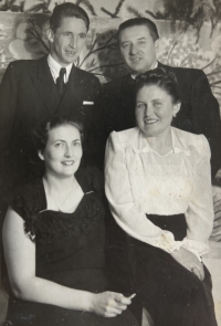 Parents - left - at the ball with the Mareš family at the Sokol Hall, 1947