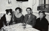 After the verdict (gift for mother in prison). From left Helena, father Josef, brother Josef
