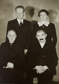 Grandmother and grandfather Bachler from Mikoly with their daughter Kateřina and husband (Kateřina carried Jana Voráčková to the baptism right after her birth - she was born at half past five and at half past eight she was carried to the church in Rychnov nad Malší for baptism)