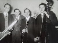 Josef Jelínek (second left) with band, 1960
