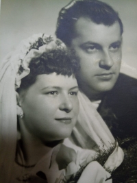 Josef Jelínek and wife's wedding photo, 27 April 1957
