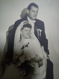 Josef Jelínek and wife's wedding photo, 1957
