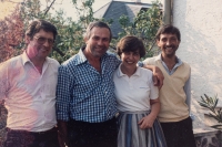 Manfred, Jindřich (husband of the witness), Helga and Eberhard Mühlberger - only Jindřich remained in the Czech Republic after the displacement