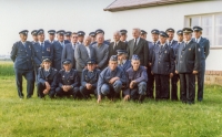 Members and officials of the Uhlířov Fire Brigade in 1992 by the Uhlířov chapel. Ladislav Vavrečka (born 1912) stands fifth from the right