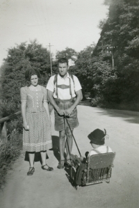 Josef Vlasák with his parents, 1940