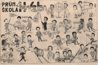 Knob's class's graduation photo board in high school, Vítkovice, 1958