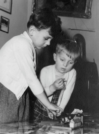 Petr Dujka with brother Michal, 1950s