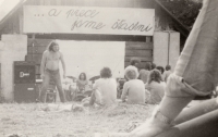 Festival in Třanovice - inscription on a barn (1982)