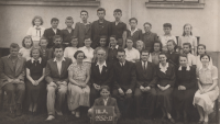 Vladimír Knob (fifth from the right, back row) in middle school, 1952/1953