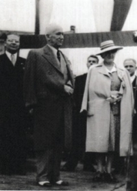 President Dr. Edvard Beneš and his wife at the Mikulov Castle, 1947