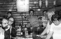 Václav Dosoudil, third from the left, with colleagues at the cottage in Sloup near Nový Bor